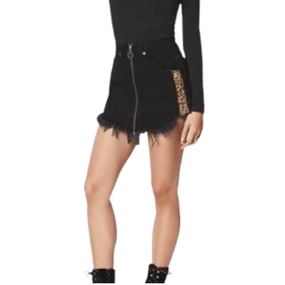 Carmar black & leopard print denim skirt size 28 - Picture 1 of 7